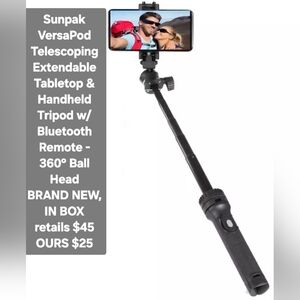 VersaPod Telescoping Extendable Tabletop & Handheld Tripod w/ Bluetooth Remote